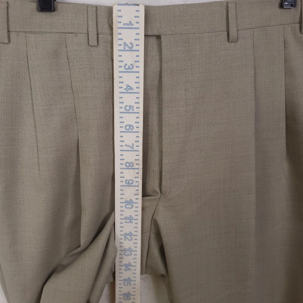 Canali Dress Pants Pleated Trousers Mens 36x28 Tan Wool Made in Italy Luxury